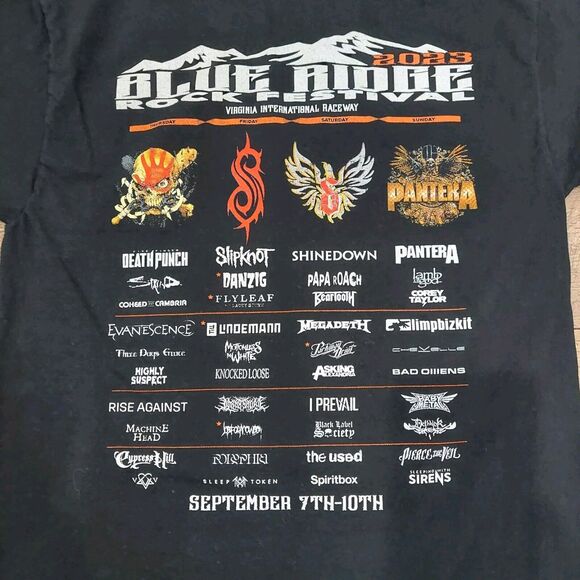 Blue Ridge Rock Festival 2023 Shirt Small Black Double Sided Deathpunch Slipknot - Picture 7 of 7